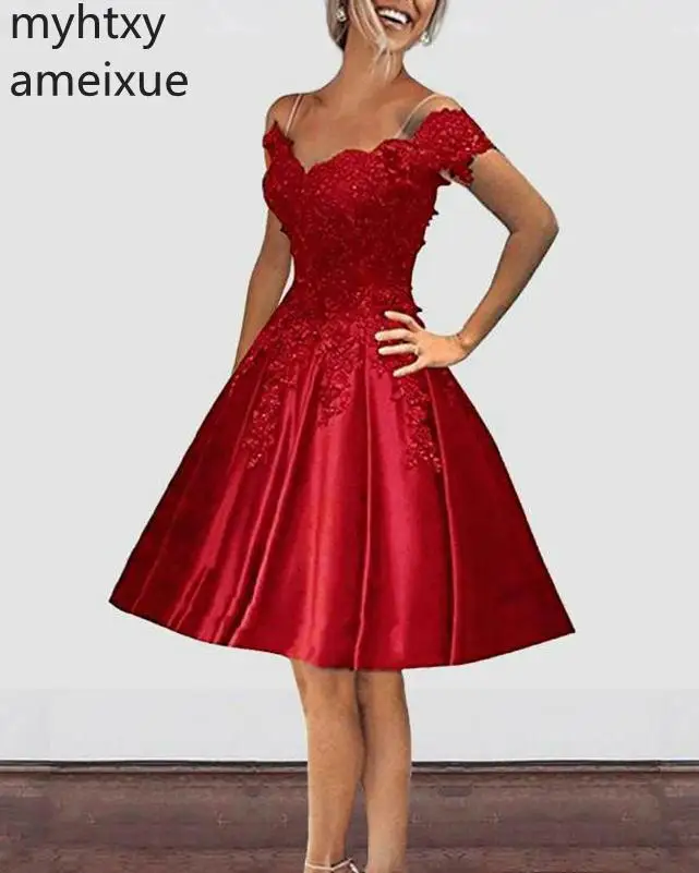 

2019 Shoulder Burgundy Emerald Green Red Royal Blue Short Prom Dresses Girls Homecoming Graduation Gown Plus Size Evening Dress
