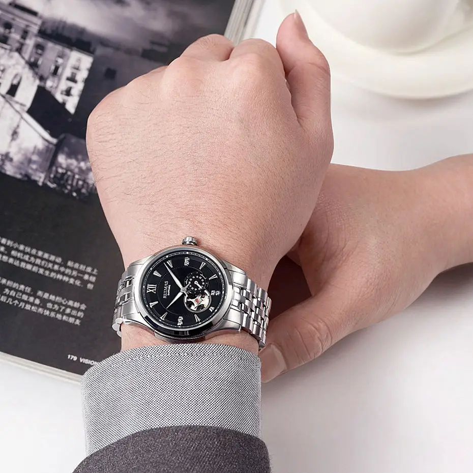 Мужские Роскошные Механические часы RUIMAS Reloj Hombre модные мужские деловые наручные