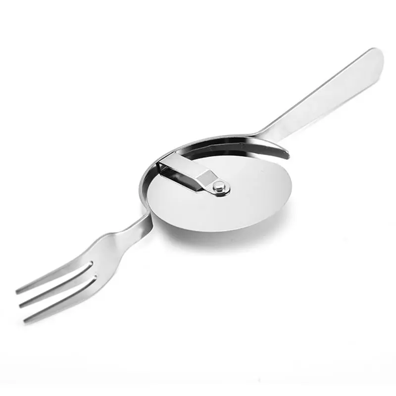 2in1 Pizza Cutter Pizza Wheel and Fork Cake Server Shovel Slicer Spatula Kitchen Oven Scraper DIY Tool Baking Pastry Supplies