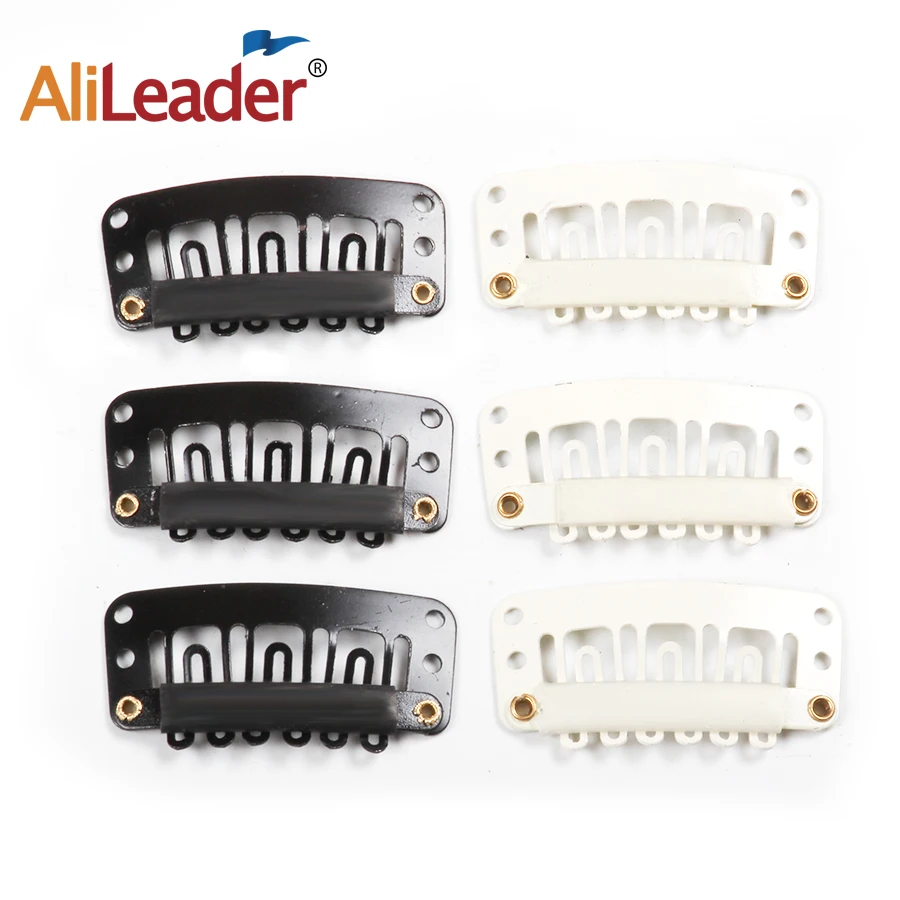 

AliLeader 30 PCS Metal Snap Clips for Hair Extensions 6 Teeth Snap-Comb Wig Clips with Rubber 33MM Strong DIY Clip in Hair Tools