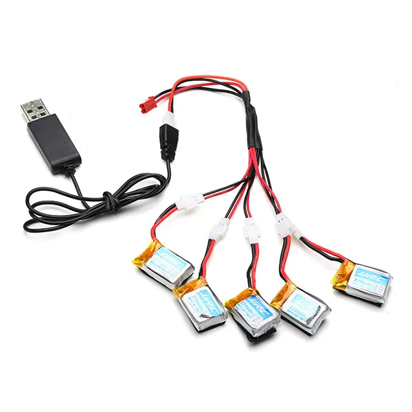 

High Quality 1 To 5 3.7V 220MAH 15C Lipo Battery with Charger for JJRC H22 RC Quadcopter