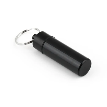 

1pcs optional Keychain WaterProof Silvery 7 color Pill Box Aluminum Drug Case Bottle Holder Container Black