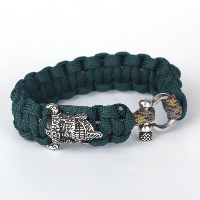 الظلام الأخضر نايلون paracord 550 الوحشي نمط عقدة مكرميه خوذة سحر d الحصان أحذية المشبك بقاء سوار الإسورة ل رجل
