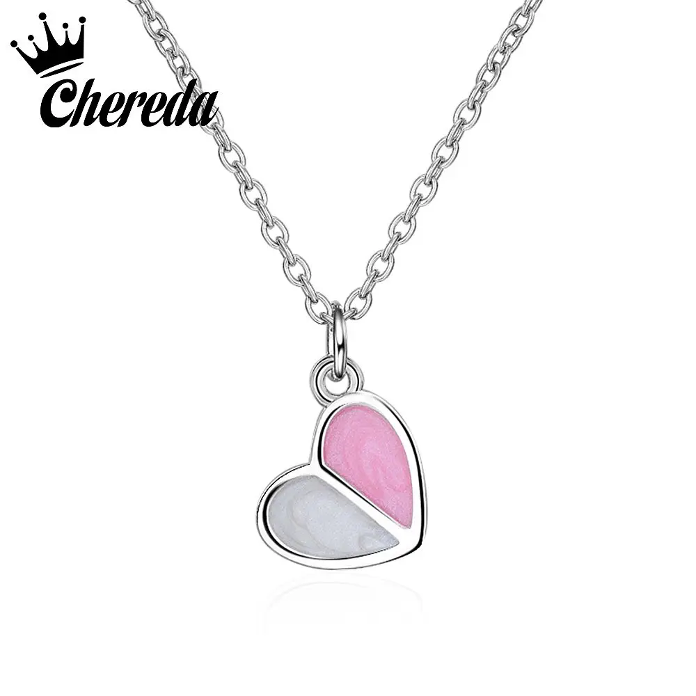 

Chereda Charm Heart Choker Necklace Silver Long Chain Women Necklace Smalll Love Pendant Bohemian Lady Fashion Jewelry Gift