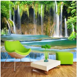 Пользовательские Живопись для гостиной Rocky Mountain водопад искусство фотографии фон фотографии спальня murals-3d обои 3d