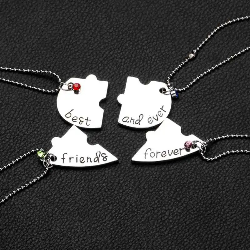 Best Friends Forever Bff Deux Pi/èces De Puzzle En Forme De Coeur Fendu Pendre Charms Et Perles Argent Bracelet Europ/éen