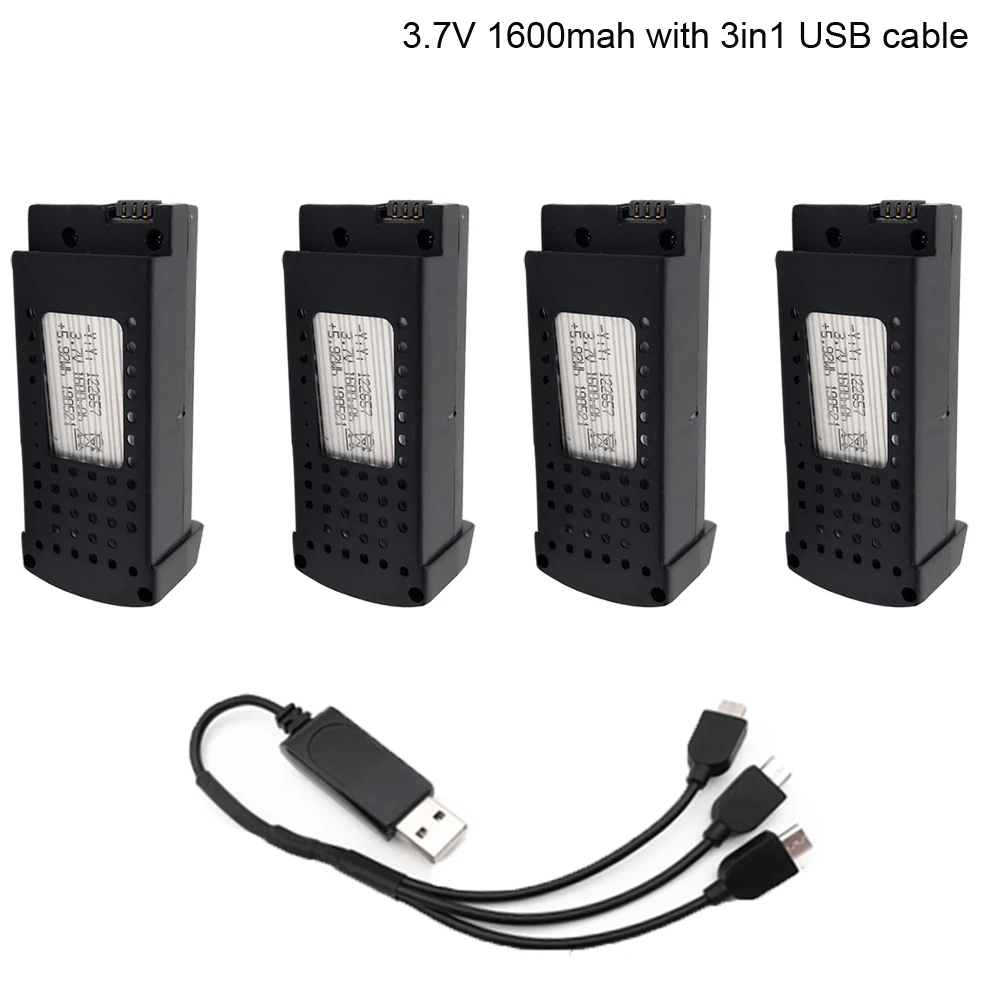 

3.7V 1600mah lipo battery with 3 in 1 USB cable for SG106 RC Helicopter Quadcopter Spare Parts 3.7v Drone Battery set for SG106