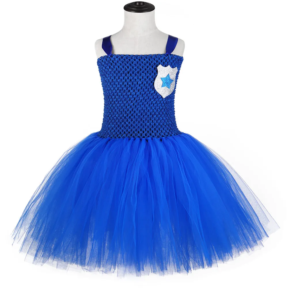 

Blue Kids Rubble Cartoon Characters Fancy Dress Medal Pattern Toddler Girl Christmas Dress Girls Super Hero Cosplay Tutu Dress