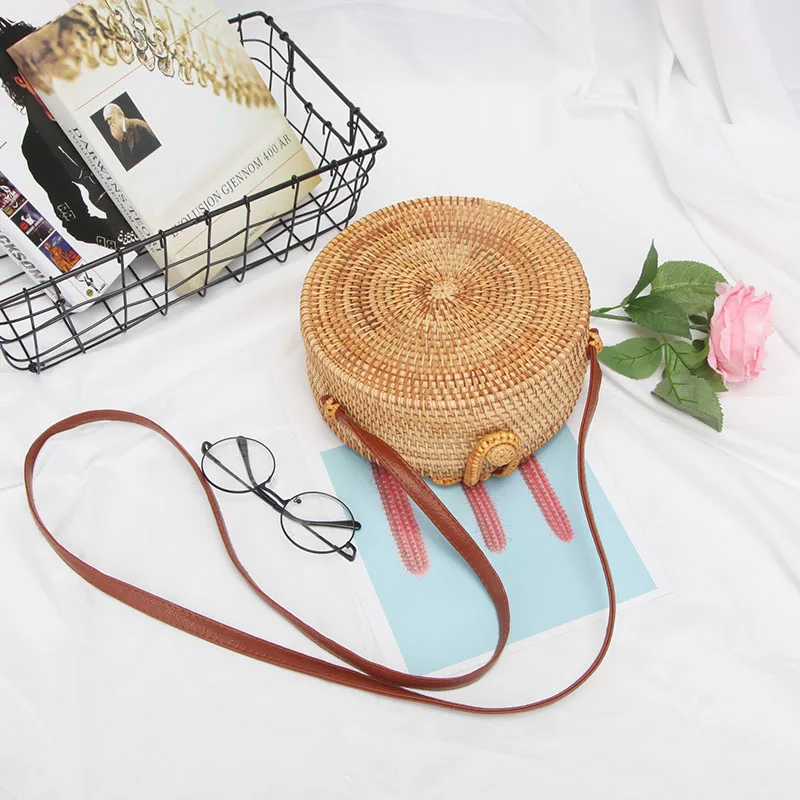 

2018 Sweet Bohemian Women Lady Shoulder Crossbody Bag Straw Beach Round Rattan For Coin Money Cards Holder 88 LT88