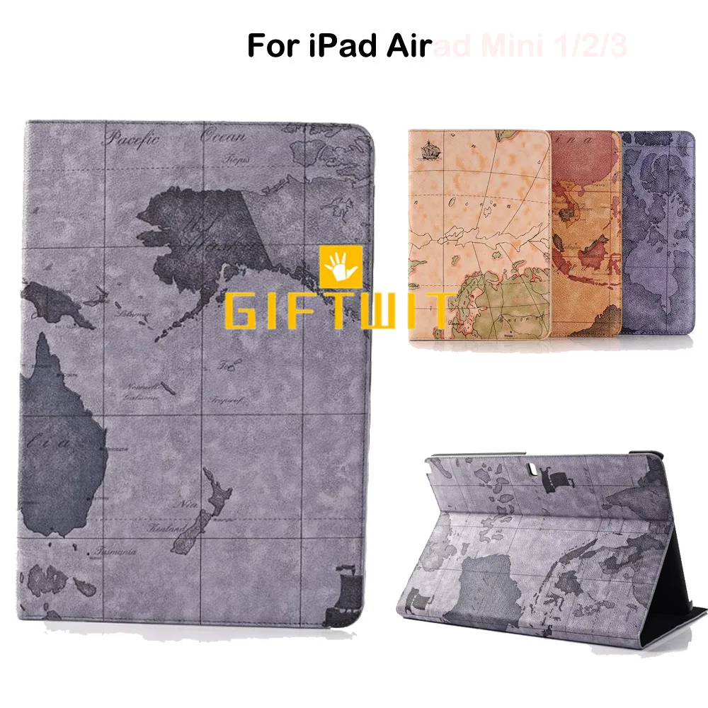 Чехол для iPad Air чехол планшета из искусственной кожи с подставкой и картой мира 5