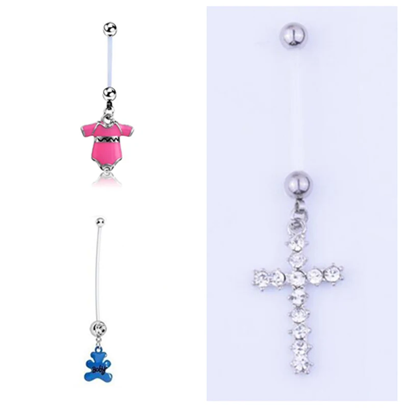 

new medical soft rod hypoallergenic fashion skirt navel button oil jacket / crystal cross / villain baby puncture