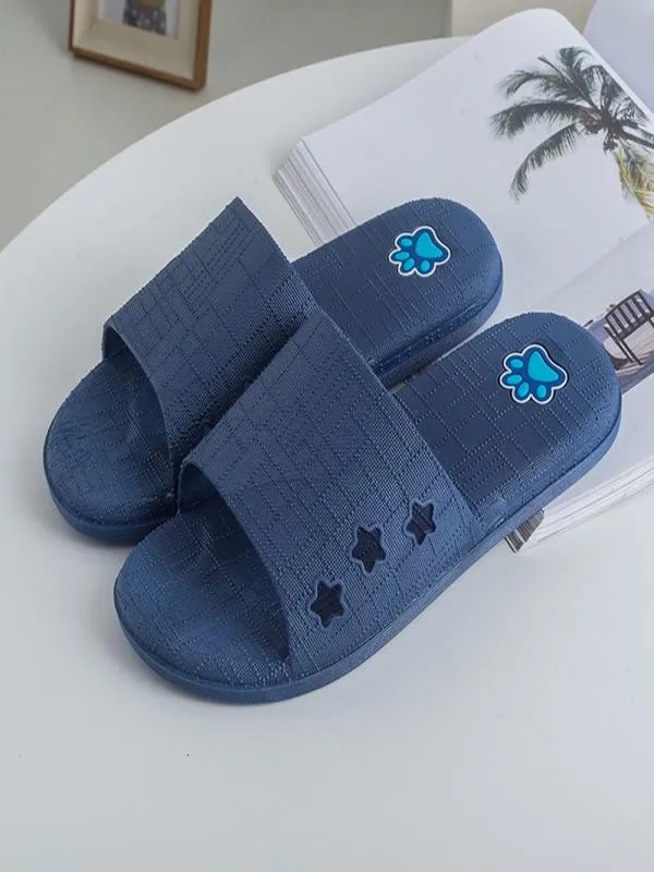 

Men Slippers Casual Black And White Shoes Non-slip Slides Bathroom Summer Sandals Soft Sole Flip Flops Man