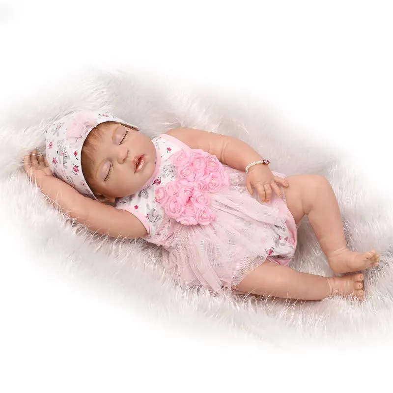 55 см всего тела силикона reborn baby doll игрушки Реалистичные спальный возрождается Девушка Дети со дня рождения подарки купаться игрушка Кукла