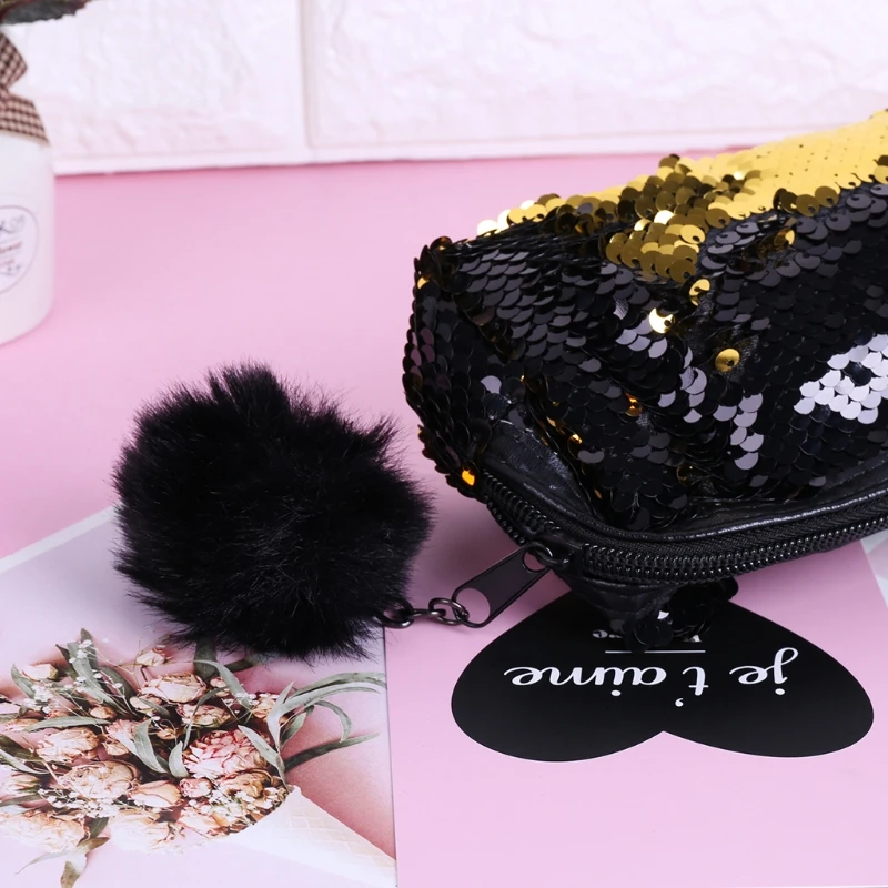 Реверсивный блесток Hairball Pencilcase для девочек канцелярские товары милые школьные принадлежности