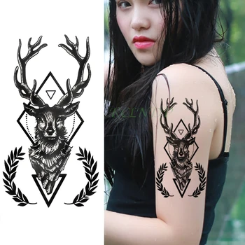 

Waterproof Temporary Tattoo Sticker Antler Deer head Fake Tatto Flash Tatoo Hand Arm Foot Classical Cool Tato for Girl Women Men