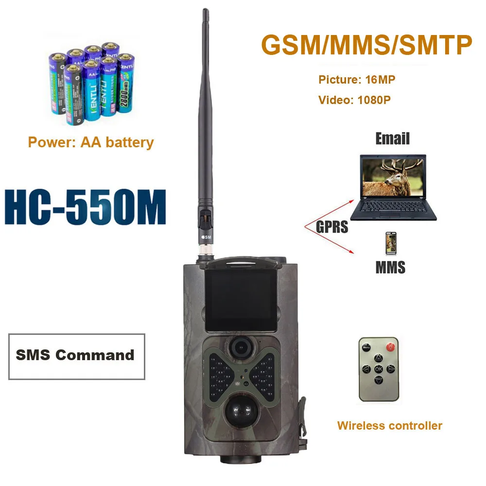 Night Vision Hunting Camera HC550M 2G GSM SMS Hunter Game Trail Trap 16MP Photo Pir Sensor MMS Email Infrared Wildlife Camera