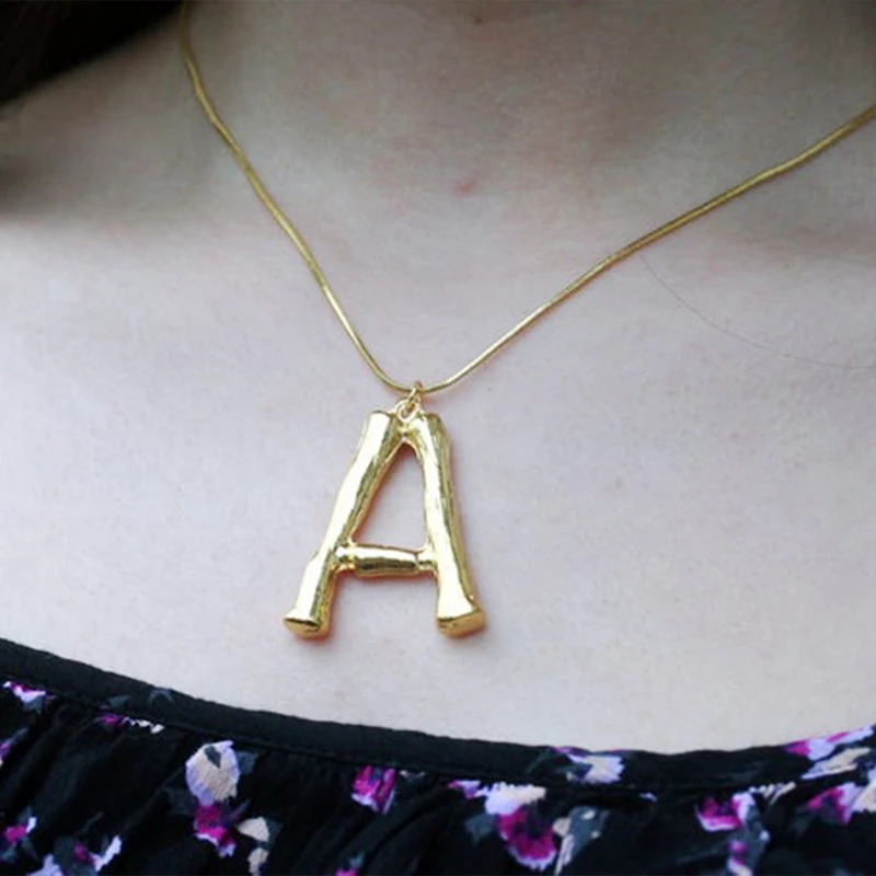 Большое Золотое A-Z ожерелье с подвеской в виде буквы для женщин и мужчин