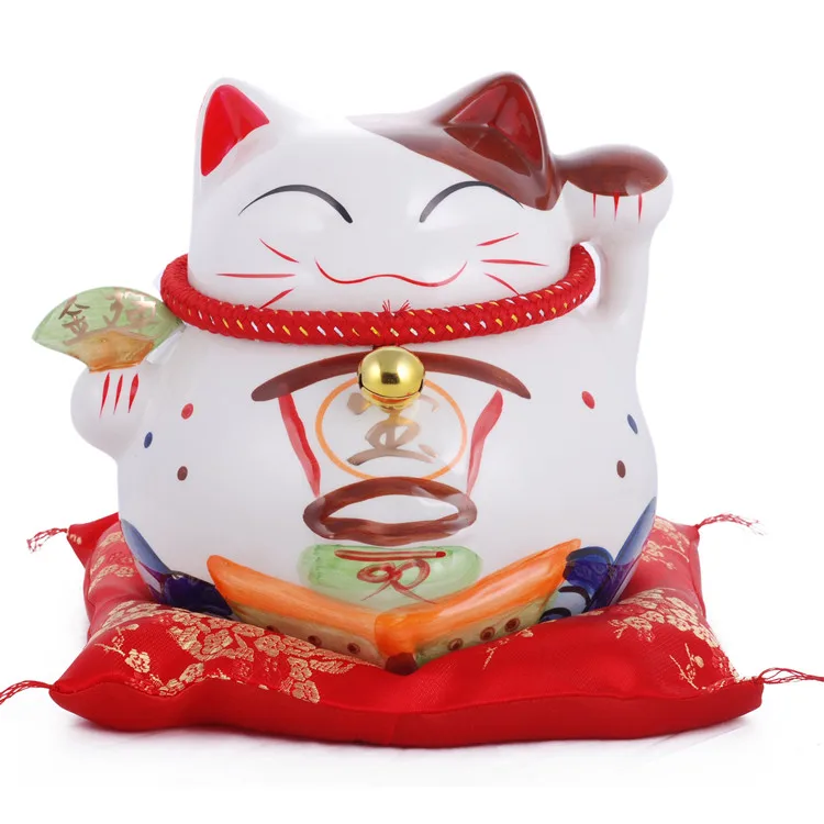 10 дюймов Maneki Neko керамика Lucky Cat домашний декор фарфоровые декоративные украшения бизнес-подарки Фортуна кошка копилка фэншуй ремесло подарок - Цвет: 20CM- T