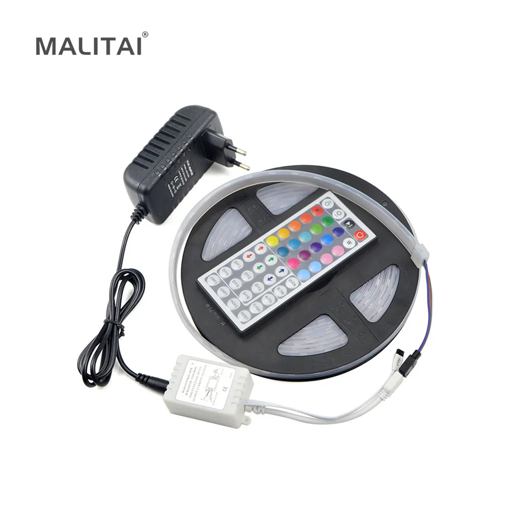 

Waterproof IP67 Silicone Tube RGB 5M LED Strip light DC12V Flexible Ribbon String 5050SMD 3A Power Adapter 44Key Controller Tape