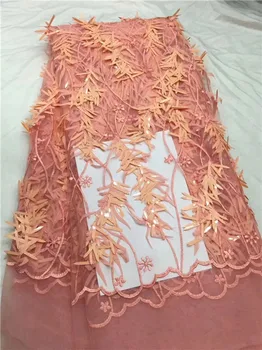 

Graceful party dress material tulle cloth French net lace fabric for sewing shinning sequins PDN270(5yards/lot)