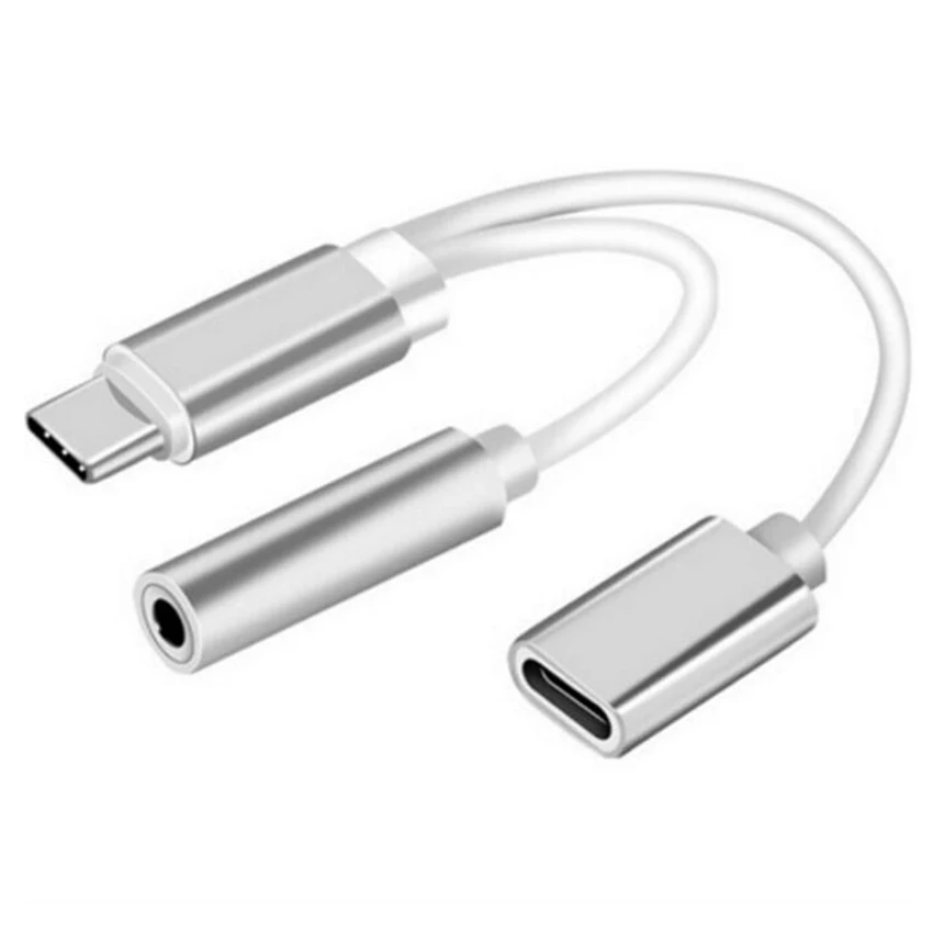 

Type-C Audio Cable Adapter Type C to 3.5mm Jack Earphone Fast Charger USB C Splitter For Xiaomi Mi 6 Huawei Mate 10 Pro