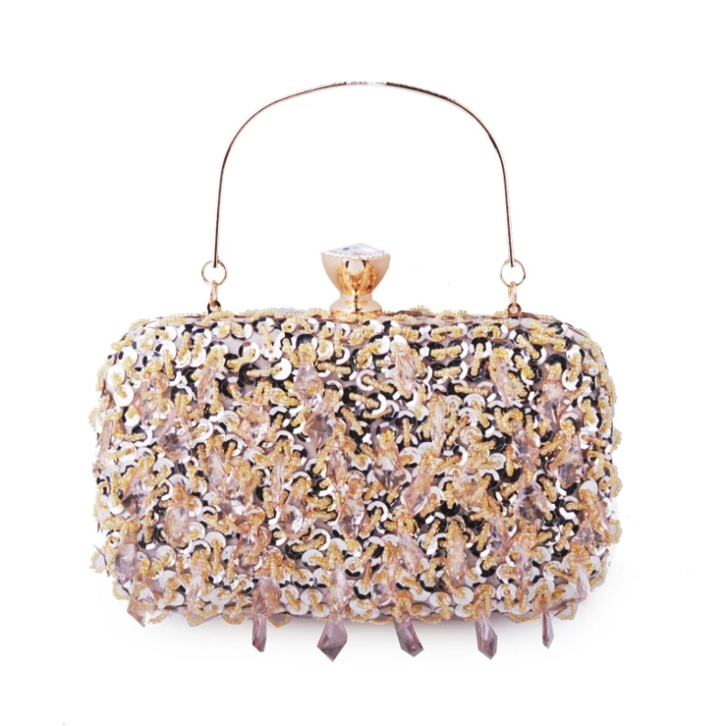 Women Diamond Wedding bride Shoulder Crossbody Bags Gold Clutch Beaded
