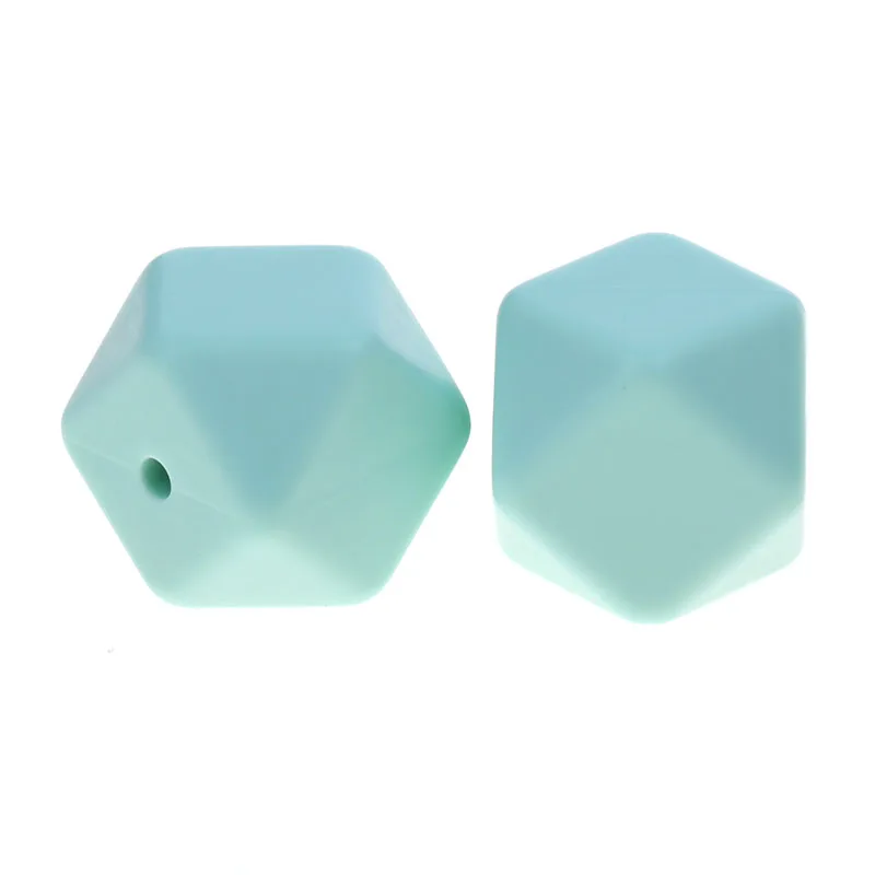 Fkisbox 17MM Hexagon 100pc Silicone Baby Teether Beads BPA Free Newborn Chewing Teething Necklace Babies Jewelry DIY Shower Gift
