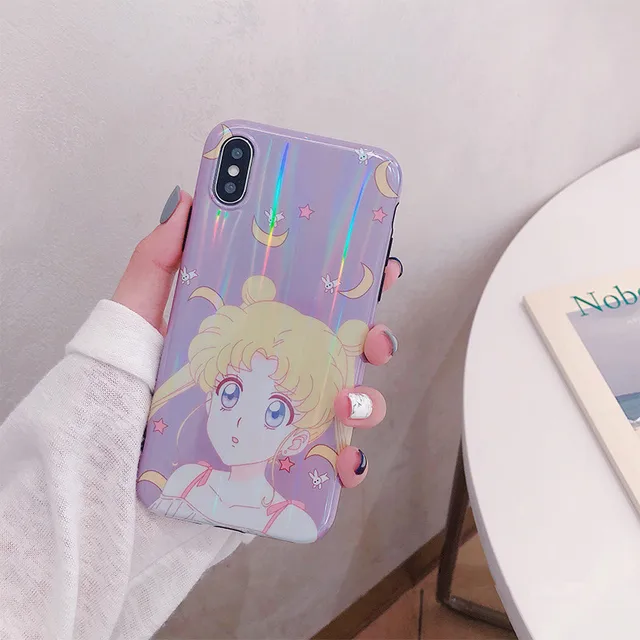 Kawaii Shiny Pastel Sailor Moon Luna Cat iPhone Case 3