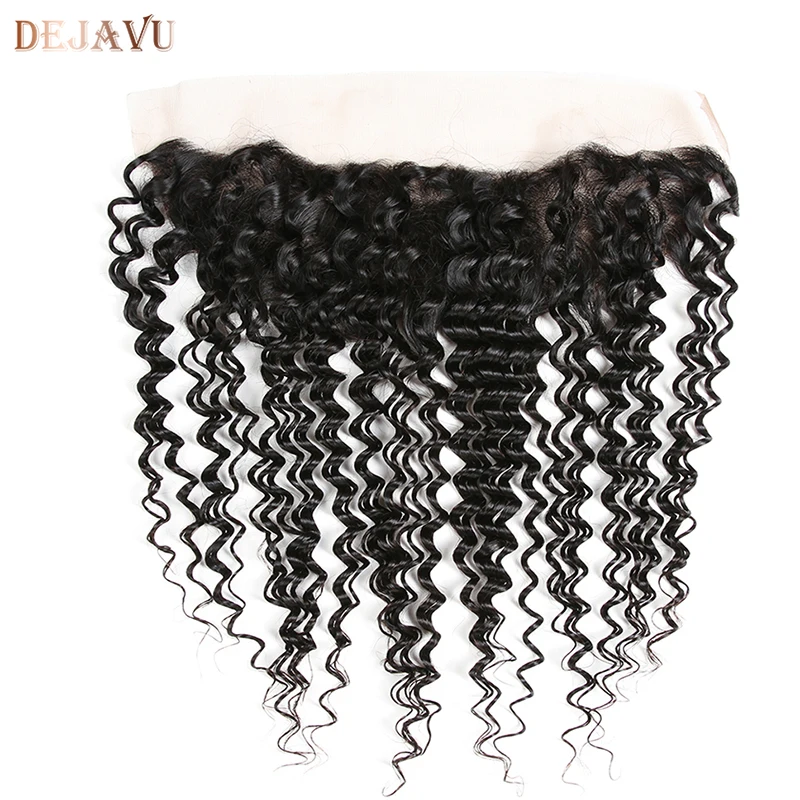 Dejavu Brazilian Deep Wave 13*4 Ear to Ear Lace Frontal Closure 100% Human Hair Non Remy Hair Natural Color 10-20 Inch Dejavu Brazilian Deep Wave 13*4 Ear to Ear Lace Frontal Closure 100% Human Hair Non Remy Hair Natural Color 10-20 Inch