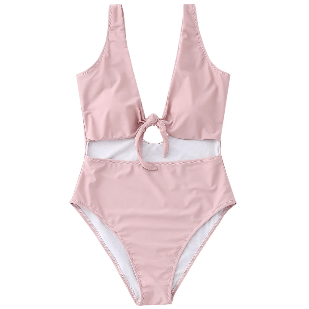 

2018 One Piece Swimwear Women Sexy High Cut Swimsuit Backless Hollow Out Monokini Bathing Suit Bodysuit Bowknot Beach Wear