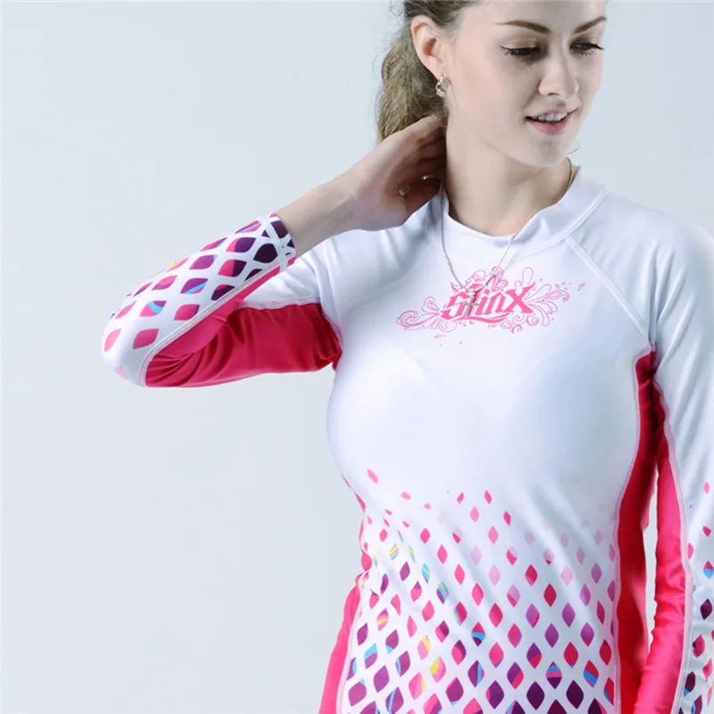 2017 polyester women rash guard shirts swimwear sufring swimming long