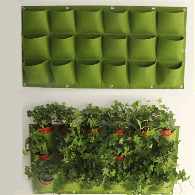 

waterproof Hanging Planting Bags 18 Pockets Green Grow Bag Planter Vertical Garden Vegetable Living Garden Bag Home Supplies A