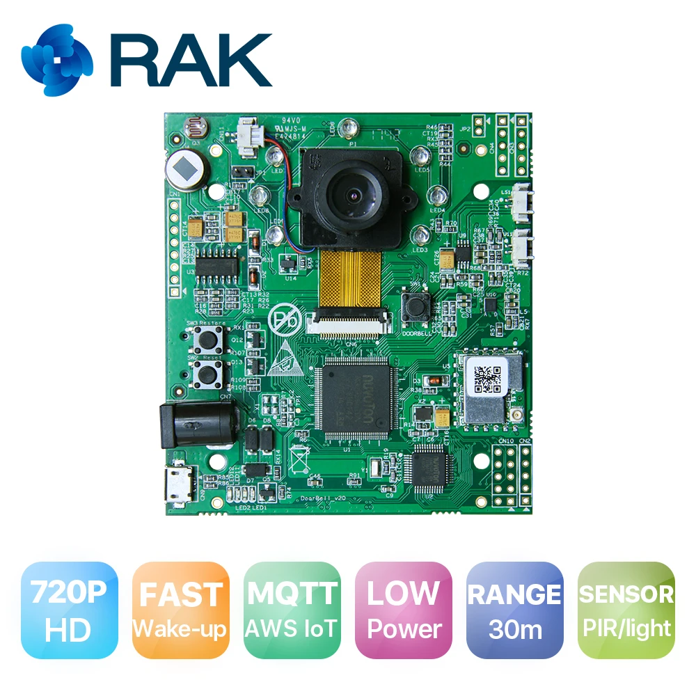 

Doorbell Video Module 720P HD Camera WiFi Video Module RAK5210 Low Power Supports AWS IoT MQTT / P2P Cloud / Fast Wake Up Q140