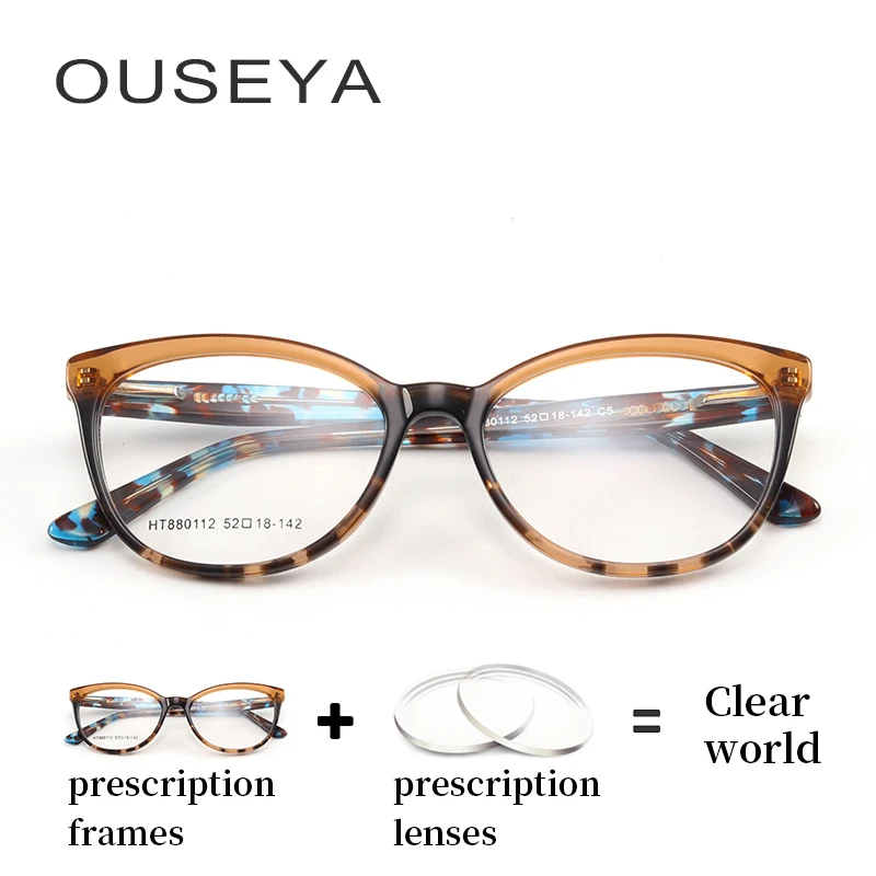 

Acetate Glasses Women Clear Optical Myopia Photochromic With Diopter Thin Anti blue Prescription Glasses #HT880112