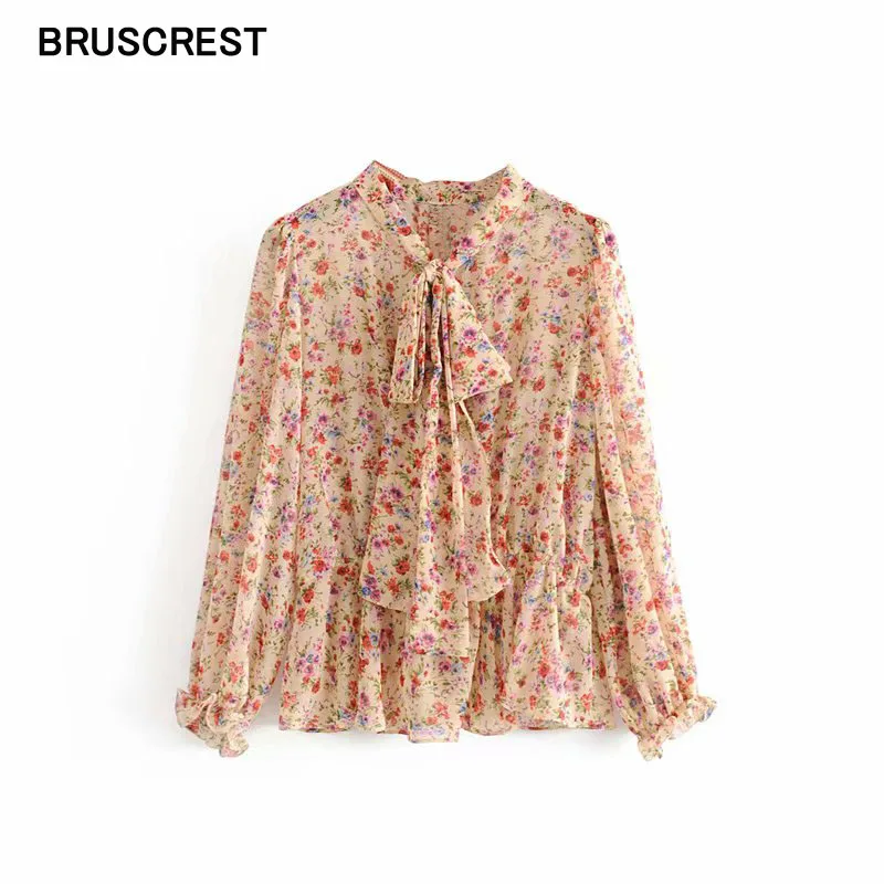 

Vintage chiffon yellow blouse womens tops and blouses long sleeve ruched tie front tops ladies boho clothing blusas mujer