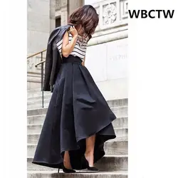 WBCTW 9XL 10XL плюс размеры асимметричный черный Винтаж модные плиссированные пачка Jupe женские, с завышенной талией осень весна вечерние