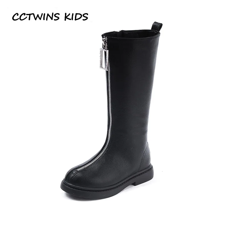 

CCTWINS KIDS 2018 Winter Girl Black Knee High Boot Baby Fashion Princess Warm Shoe Children Pu Leather Boot C1153