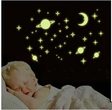 Creative Indoor Decorations Planet World Luminous Green Stickers Removable Wall Sticker Bedroom Den Nursery Decoration Stickers
