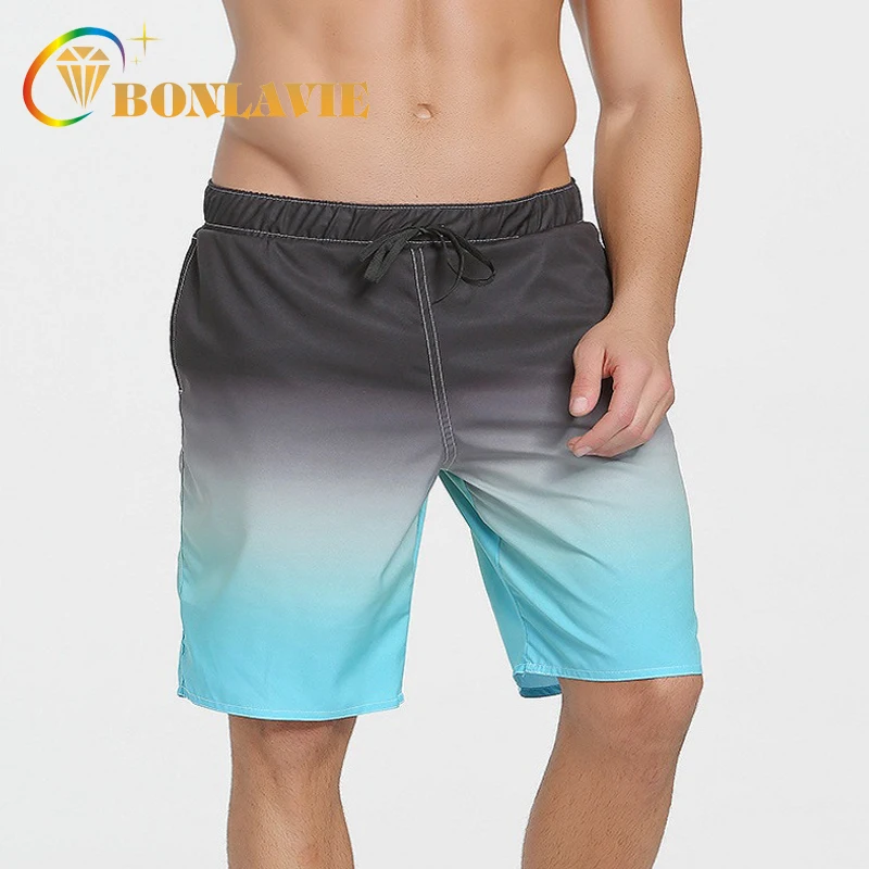 

Large Size Beach Pants Men's Shorts Board Quick-drying Men's Swimming Trunks Gradient Color Loose Shorts Summer Beachwear
