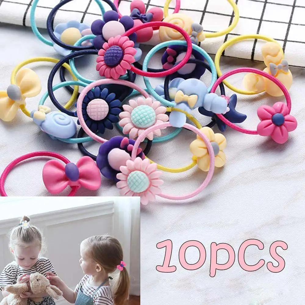 

iMucci 10Pcs Mixed Random Animal Ponytail Holder Cartoon Hairband Kids Elastic Scrunchie Hair Accessories Rubber Gum Ornaments