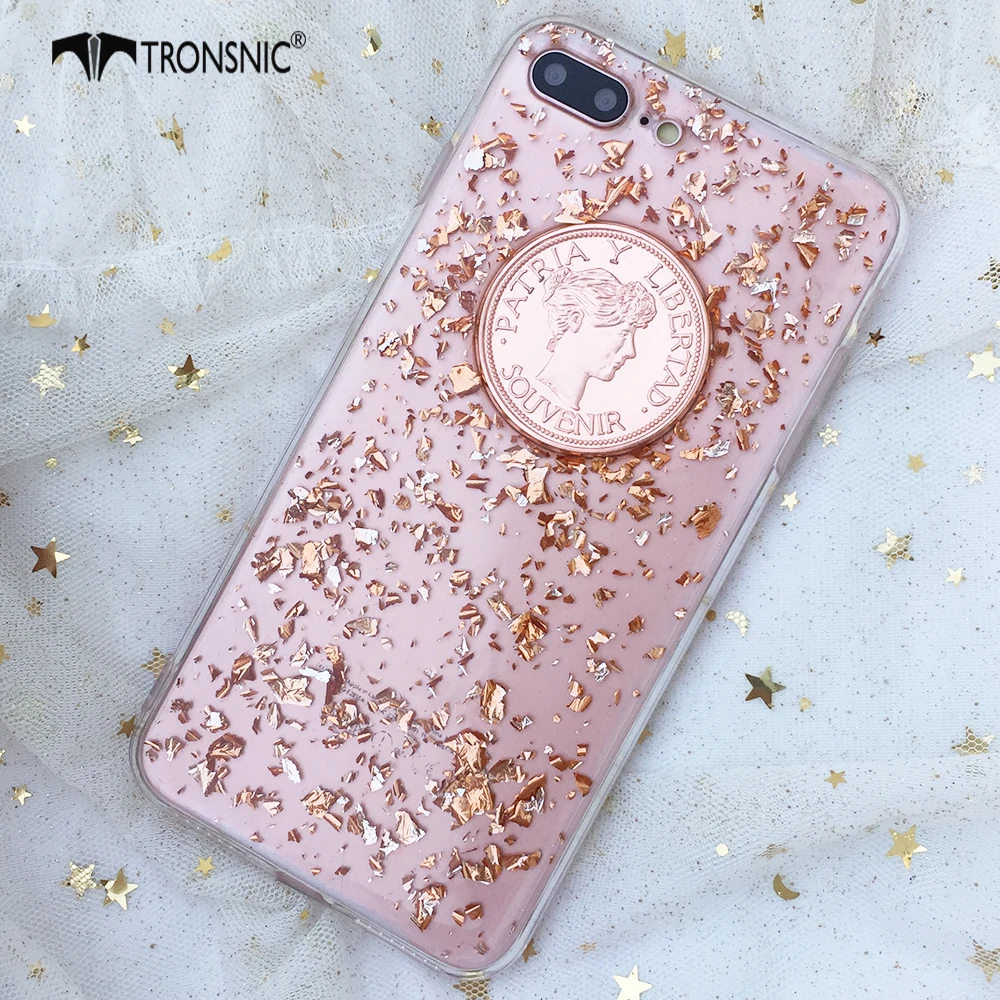Блестящий телефонный чехол Tronsnic для iPhone 6 6s plus 7 8 из золотой фольги с монетами X