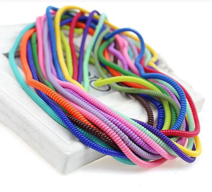 500pcs/lot Solid Color TPU spiral USB Charger Cable Protector Wrap