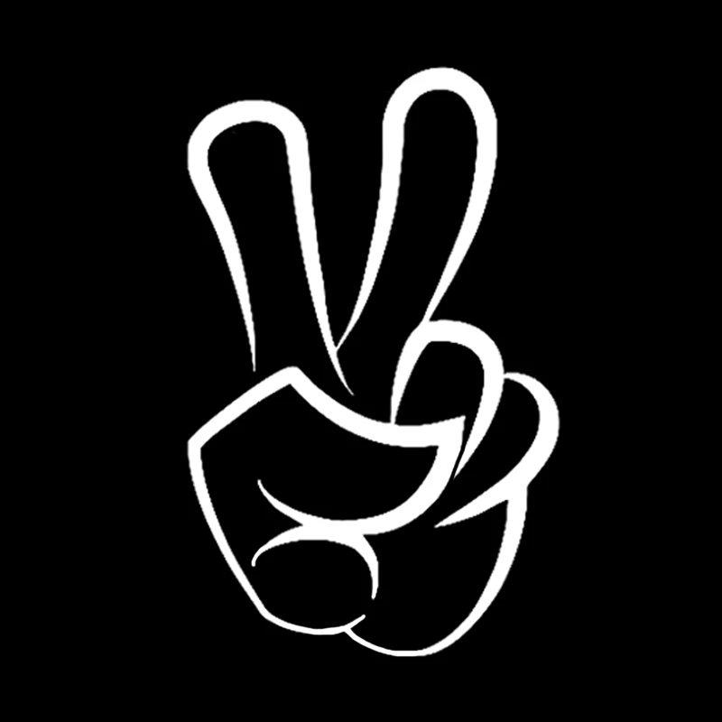 YJZT 10 2*16 2 см интересный V Peace Gesture фотографический черный серебристый
