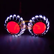2.5 H1 Bi Xenon Projector lens Headlights with rear LED COB Angel Eyes Devil eyes for H4 H7 Car DRL Running Lamps car style 2.5 H1 Bi Xenon Projector lens Headlights with rear LED COB Angel Eyes Devil eyes for H4 H7 Car DRL Running Lamps car style