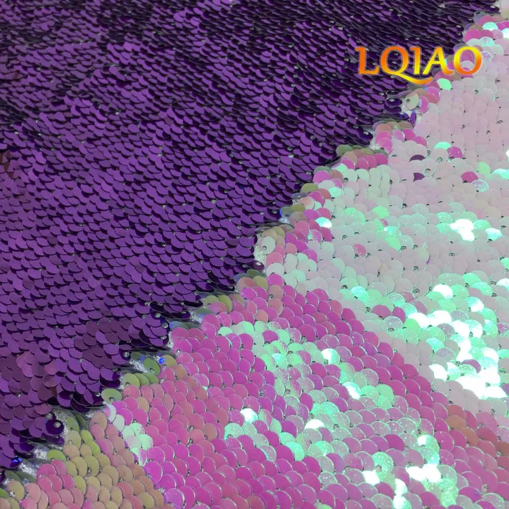 

Customize- 3 meters length Changed White-Lavender Reversible Sequin Fabric-(1.25 meter width, 3 meters length)