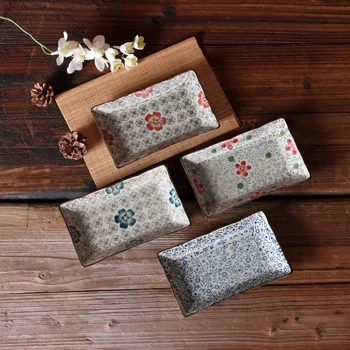 

Ceramic Tray Rectangle Plates Cake Dishes 8.5 Inch Dinner Decorative Tray Sushi Steak Plate Japanese Style Dinnerware Utensils