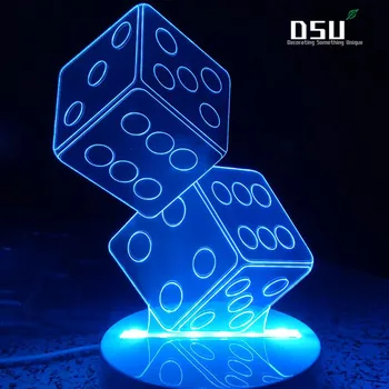 

Table Lamp Creative Double Dice Light Optical Illusion 3D Glow LED Lighting Toys Night light with 7 Colors Changing Decor Lamp