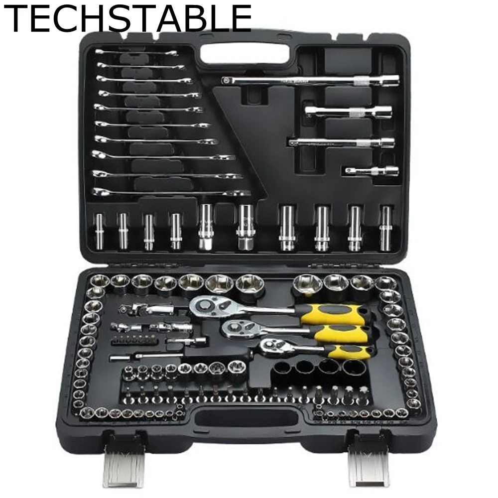 

TECHSTABLE Car Repair Tool Sets Combination Tool Wrench Set 120 PCS Socket Spanner automotive hardware tools