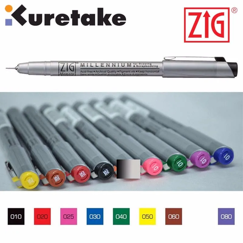 zig millennium grafik astar kuretake firca kalem igne noktasi japon cetvel kalemi