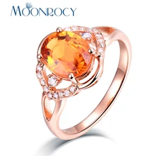 MOONROCY CZ оранжевые Кристальные кольца розовое золото цвет вечерние свадебные кольца ювелирные изделия для женщин девочек подарок Прямая